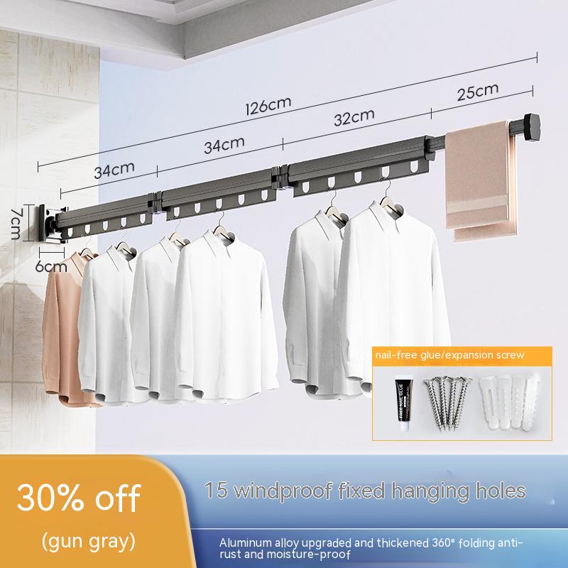 Suction Cup Folding Clothes Hanger Indoor Home Balcony Aluminum Retractable Drying Rack No Punching Folding Clothes Hanger