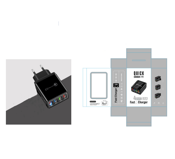 USB Charger Quick Charge 3.0 4 Ports Phone Adapter For Huawei IPhone 12 Tablet Portable Wall Mobile Charger Fast Charger